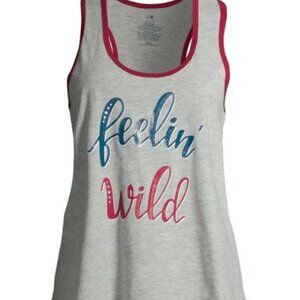 NWT Secret Treasures 2X Feelin' Wild Sleep Tank Top Gray Red Trim Sleeveless